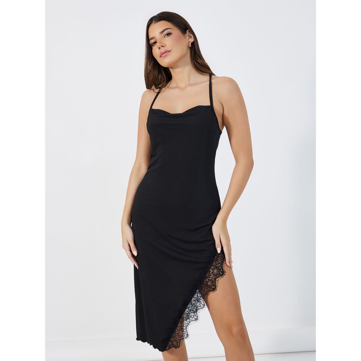 Styli Unwind Eyelash Lace Detail Side Split Slip Dress-women-clothing-nightwear-nighties-image-2