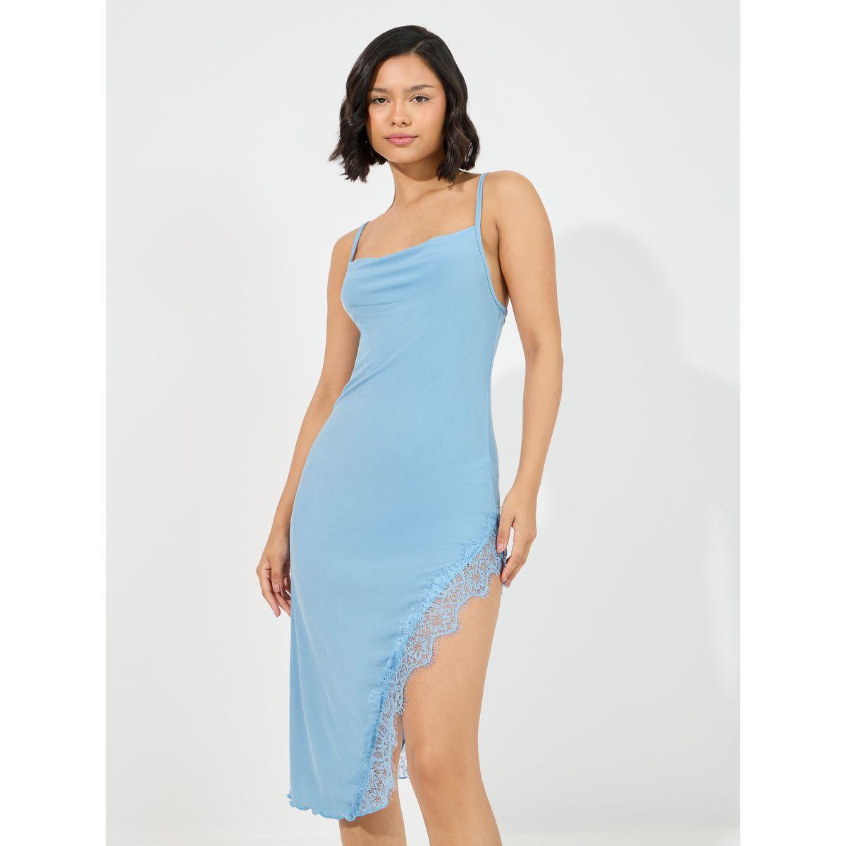 Styli Unwind Eyelash Lace Detail Side Split Slip Dress-women-clothing-nightwear-nighties-image-2
