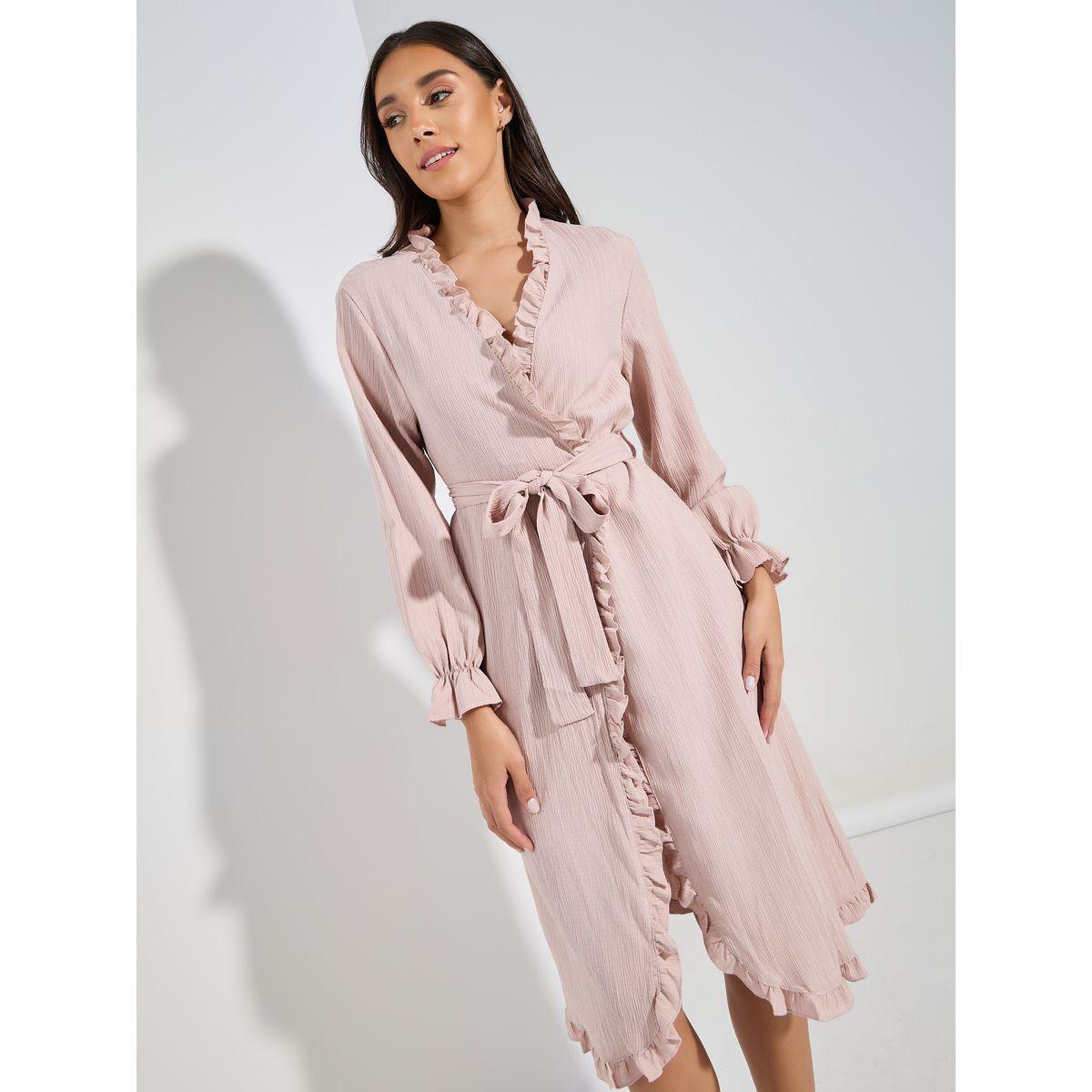 Styli Unwind Ruffle Detail Gathered Sleeve Robe-women-clothing-nightwear-robes-image-1