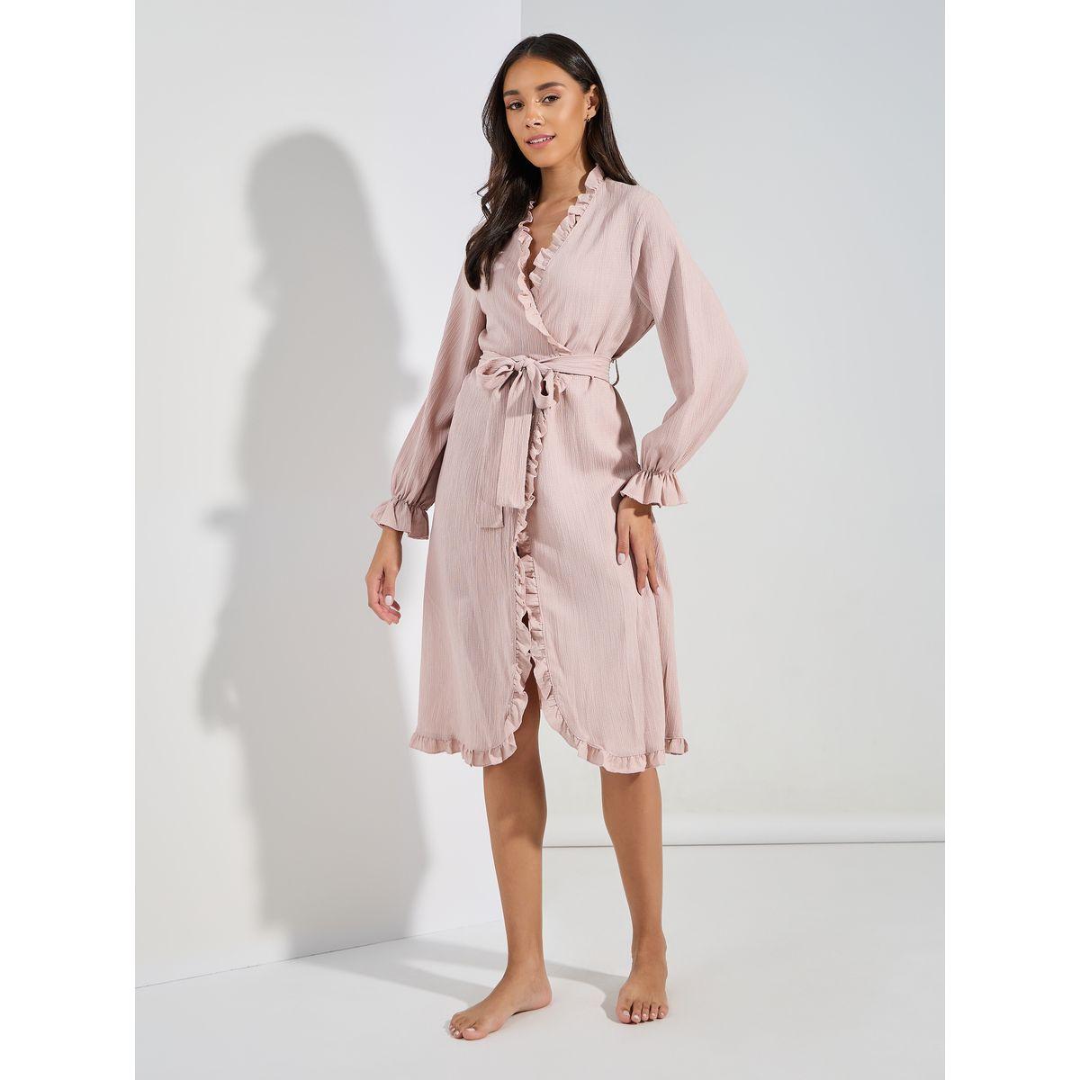 Styli Unwind Ruffle Detail Gathered Sleeve Robe-women-clothing-nightwear-robes-image-2