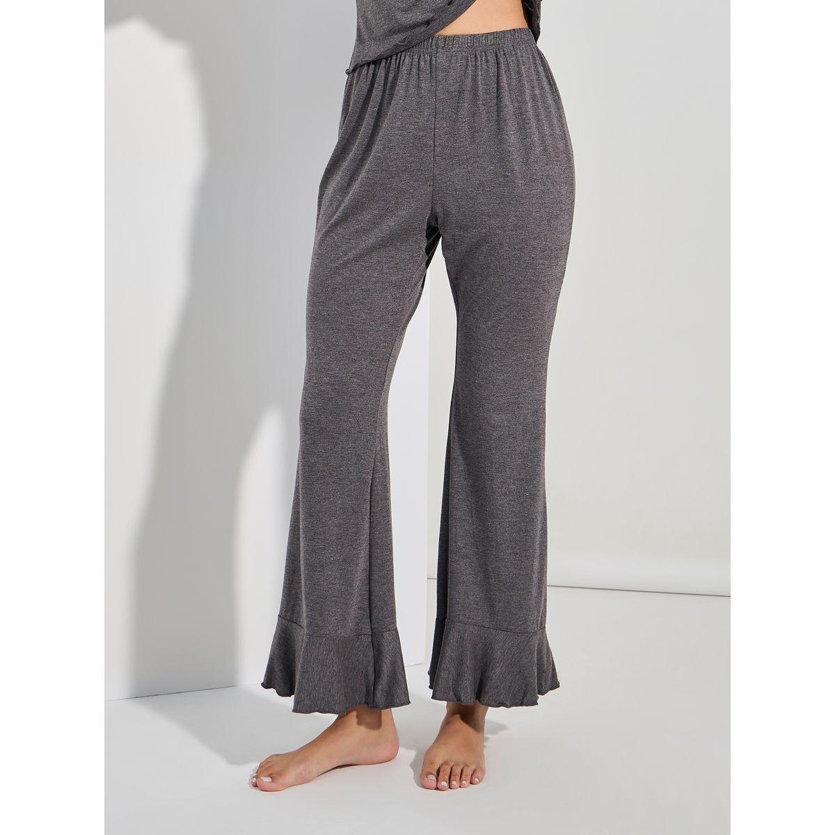Styli Unwind Ruffled V Neck T-Shirt & Full Length Pyjama Set-women-clothing-nightwear-pyjamas-longsets-image-5