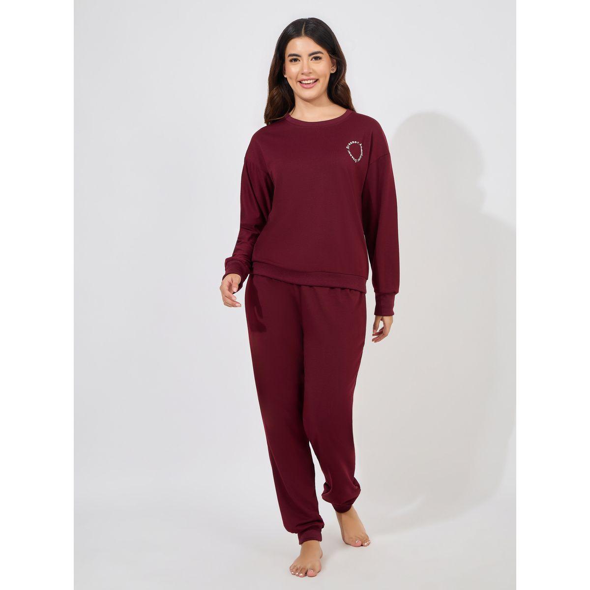 مجموعة من جوغر مع سويت شيرت تيري مطبع بكتابة-women-clothing-coordsets-image-2