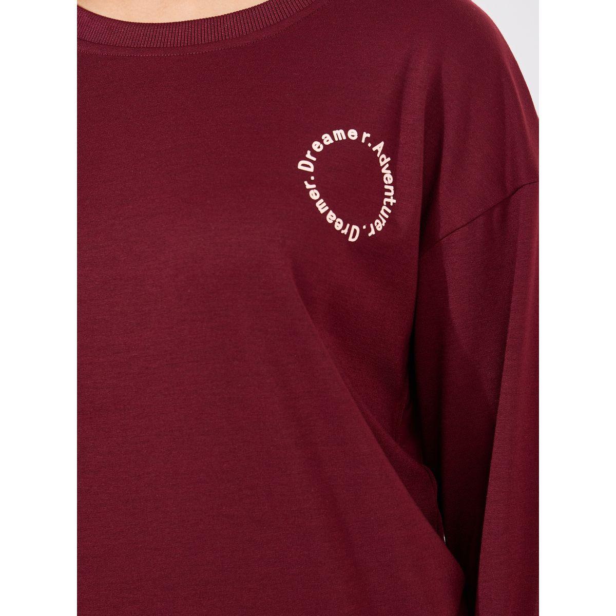 Styli Unwind Slogan Print Terry Sweatshirt & Joggers Lounge Set-women-clothing-coordsets-image-4