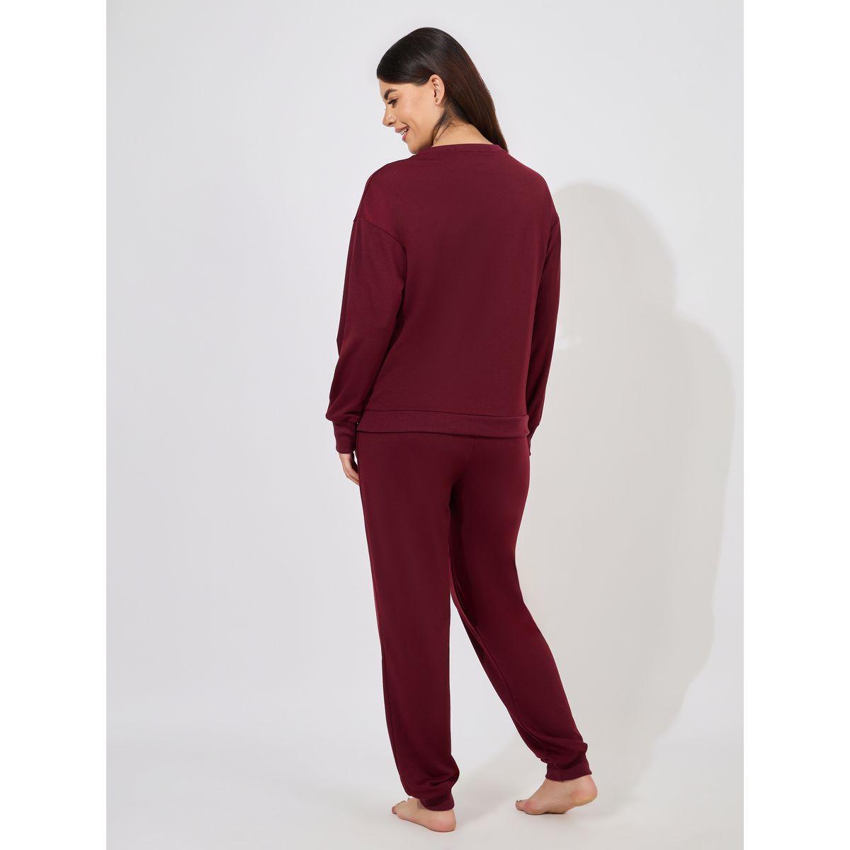 مجموعة من جوغر مع سويت شيرت تيري مطبع بكتابة-women-clothing-coordsets-image-5