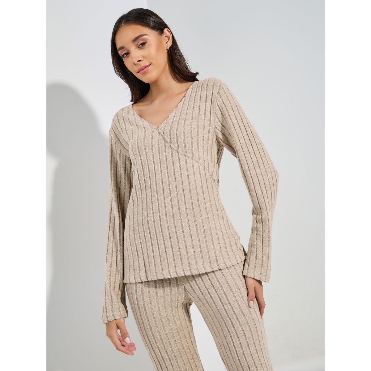 مجموعة من بنطال ليقنز مع بلوزة باكمام طويلة-women-clothing-coordsets-image-3