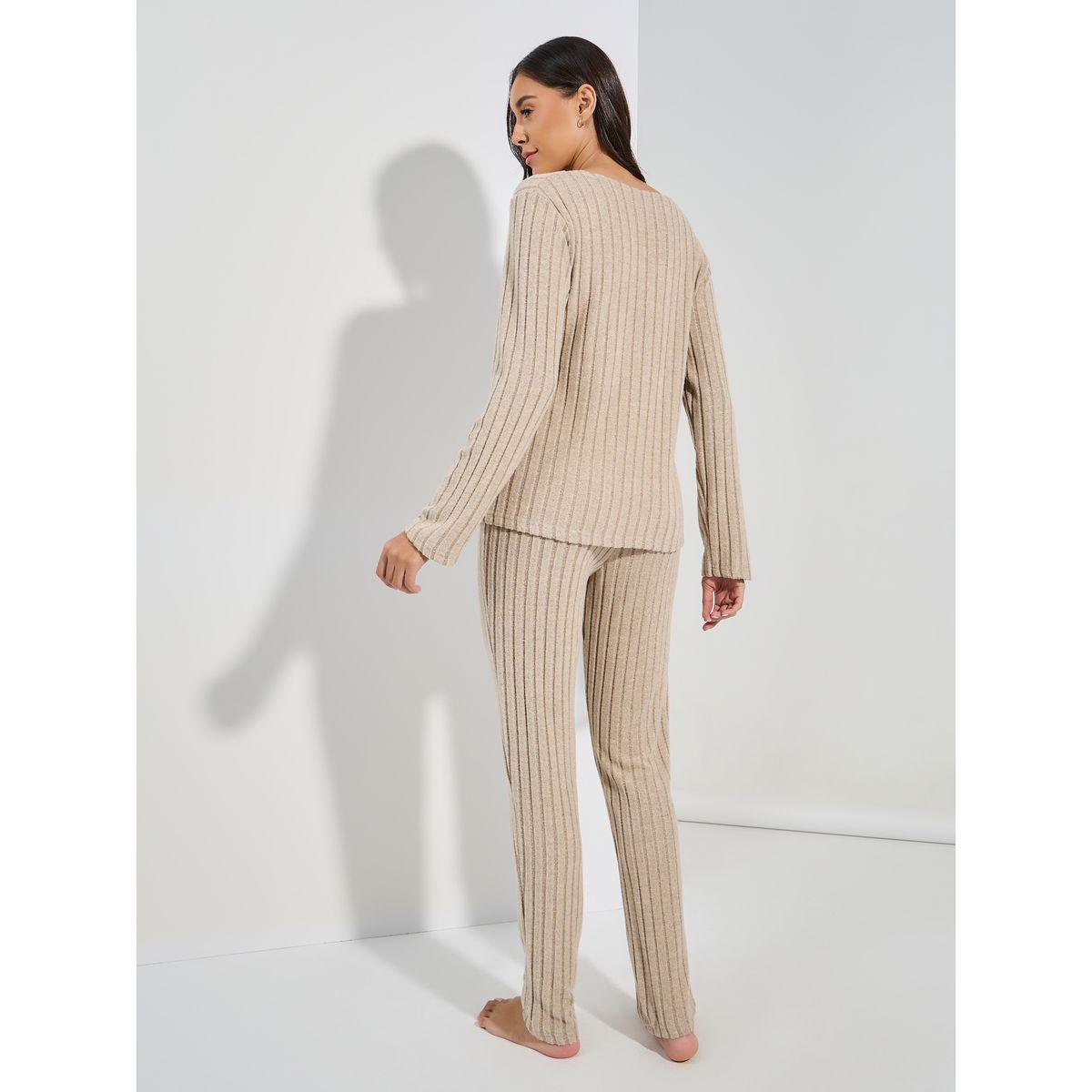 Styli Unwind Rib Cross Over Long Sleeves Top & Leggings Lounge Set-women-clothing-coordsets-image-6