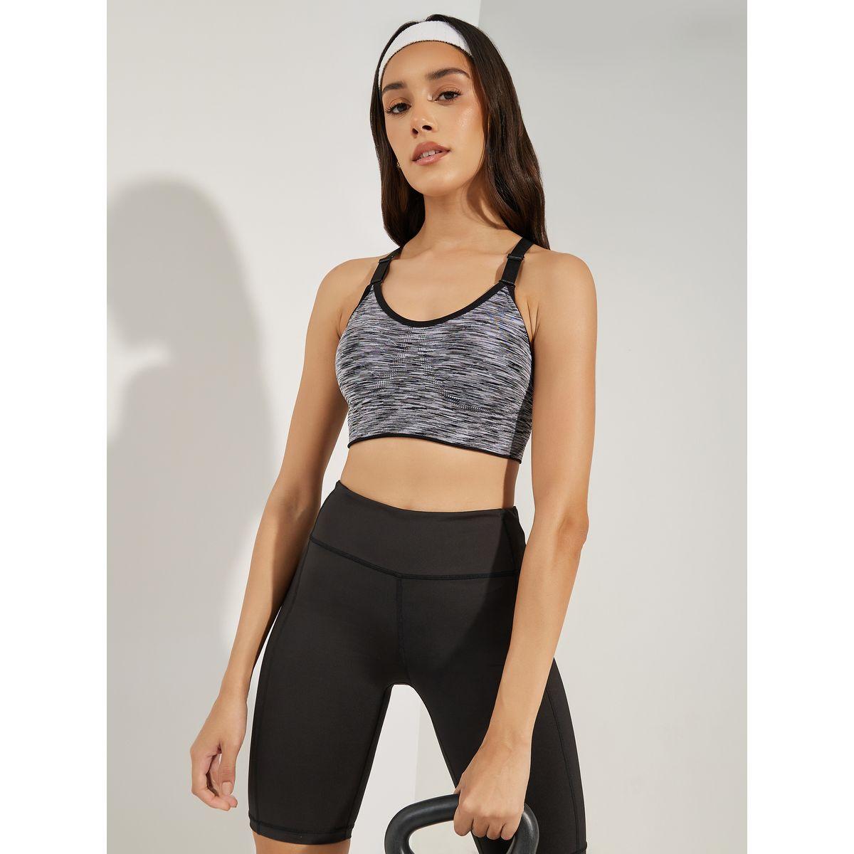 Styli Active Melange Peep Racerback Adjustable Straps Sports Bra-sports-women-clothing-sportsbras-image-1