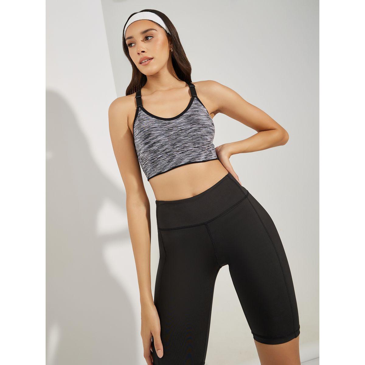 Styli Active Melange Peep Racerback Adjustable Straps Sports Bra-sports-women-clothing-sportsbras-image-3