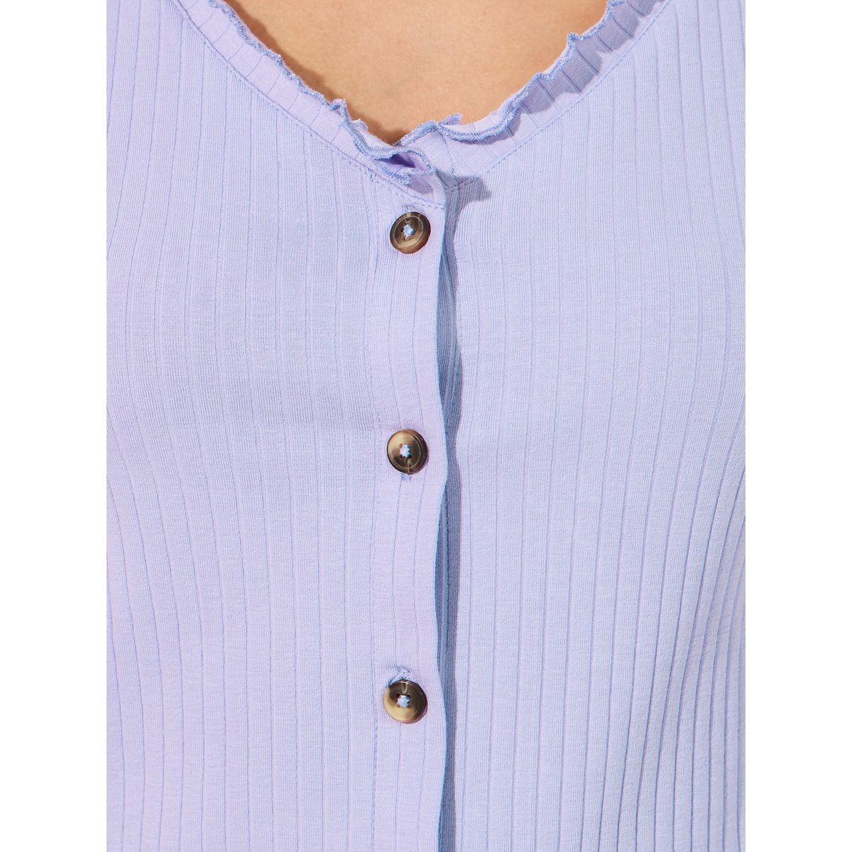 Styli Lettuce Edge Rib Knit Top with Button Detail-women-clothing-shirtsandblouses-blouses-image-3