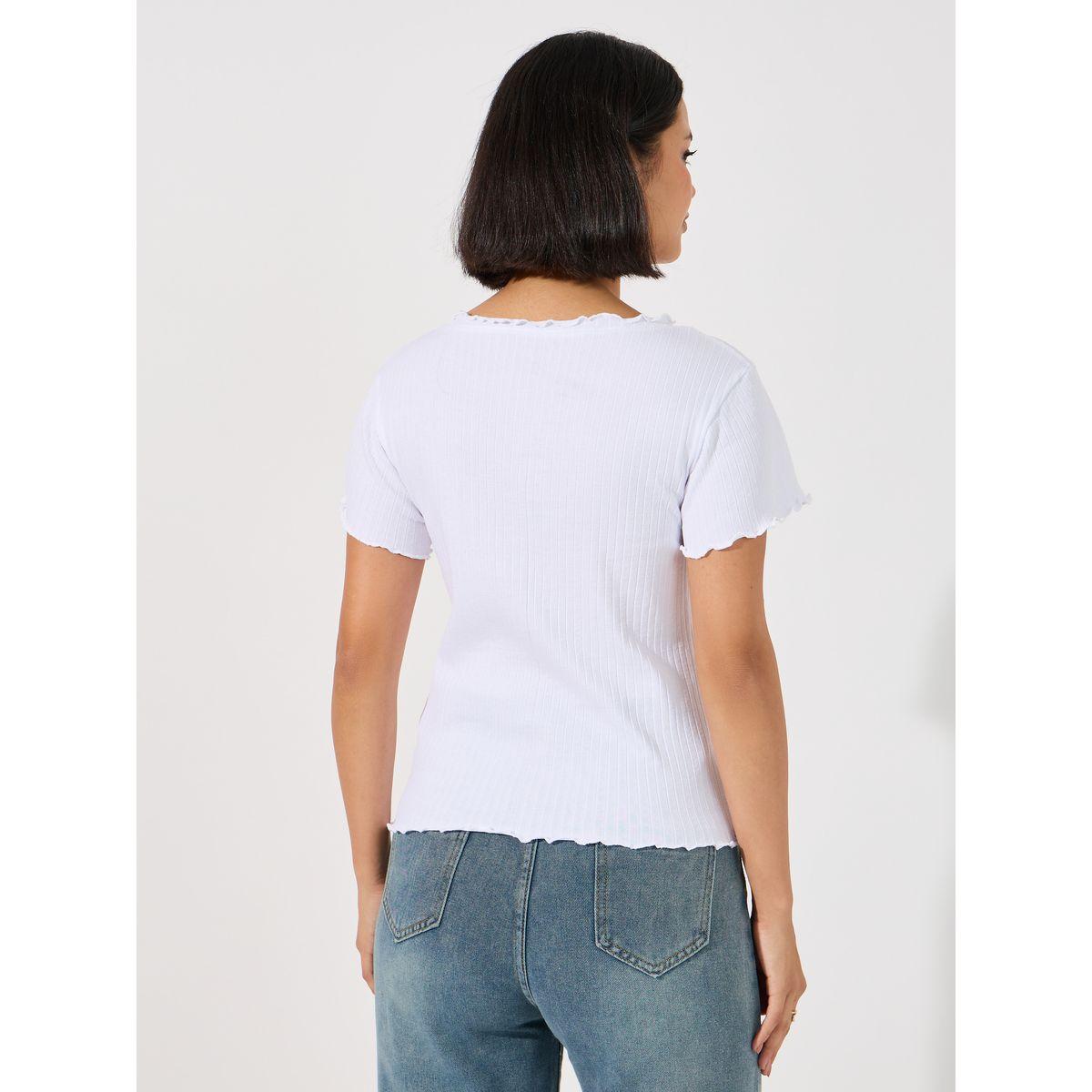 Styli Lettuce Edge Rib Knit Top with Button Detail-women-clothing-shirtsandblouses-blouses-image-4