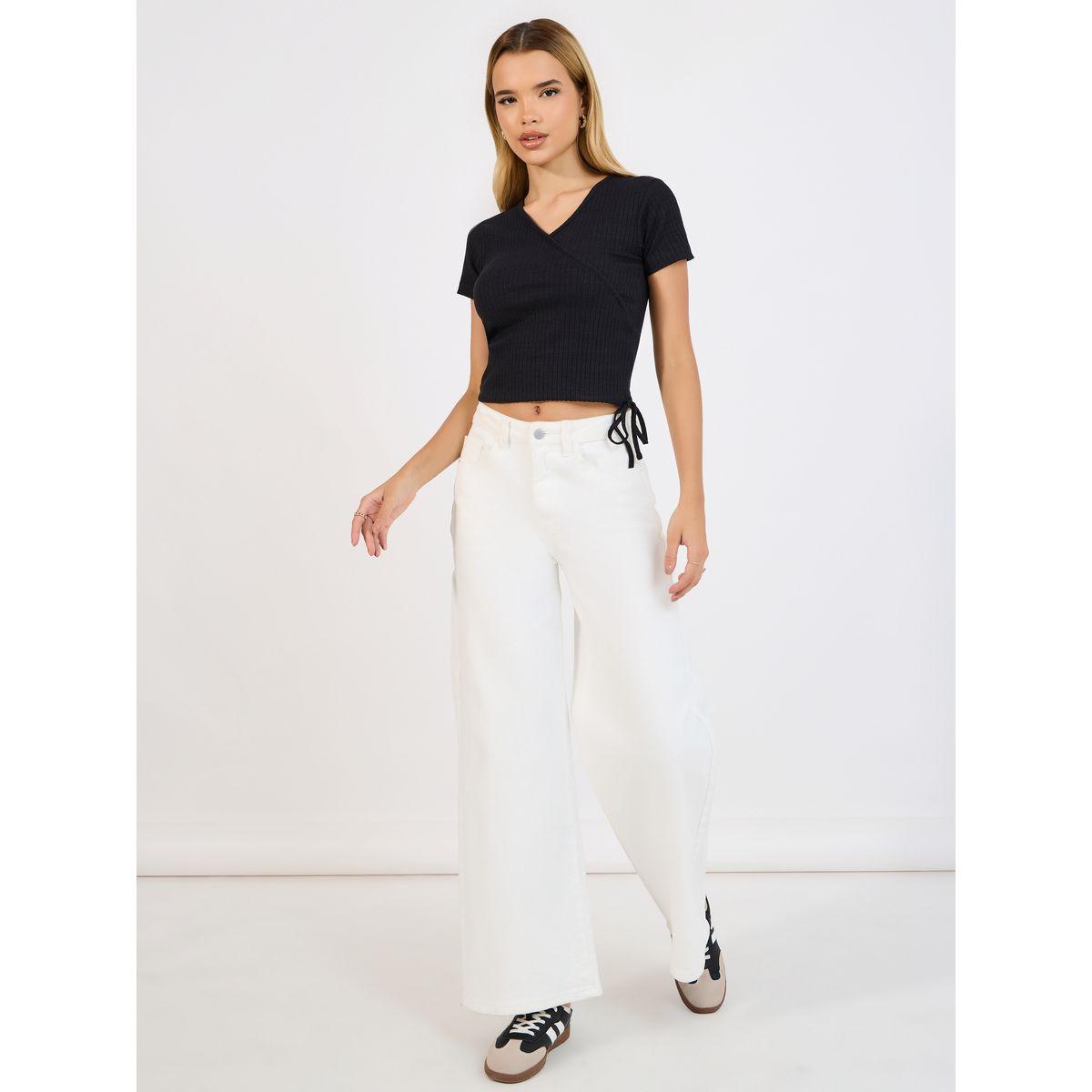 Styli Ruched Side Detail Rib Knit Crop Top-women-clothing-shirtsandblouses-blouses-image-2