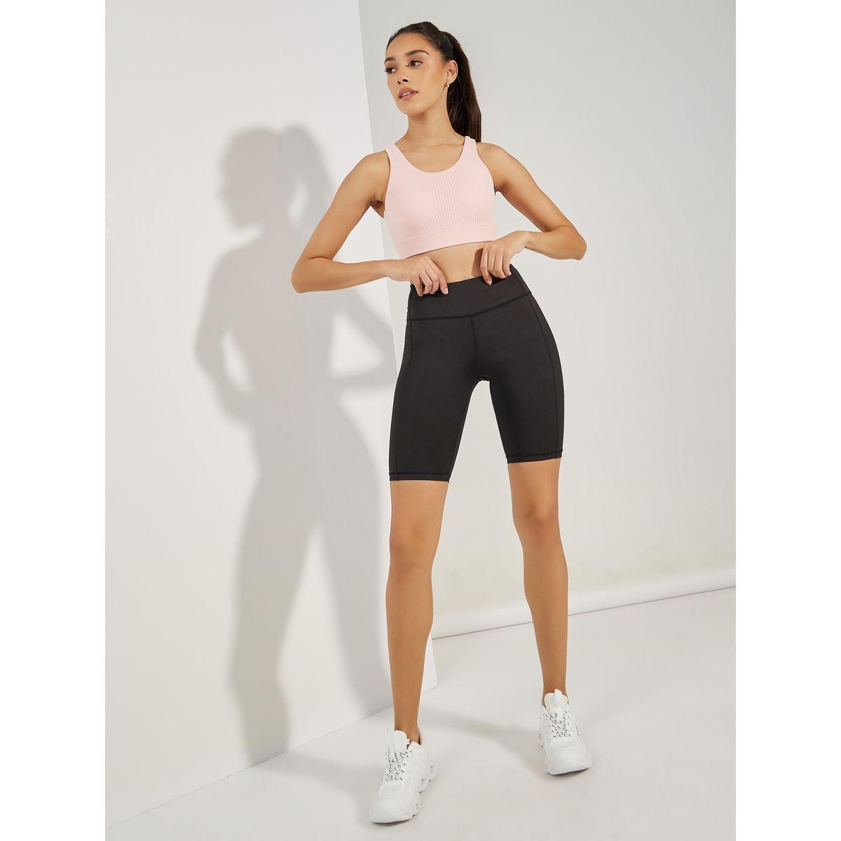 Styli Active All Over Textured Breathable Fabric Hook & Eye Sports Bra-sports-women-clothing-sportsbras-image-2