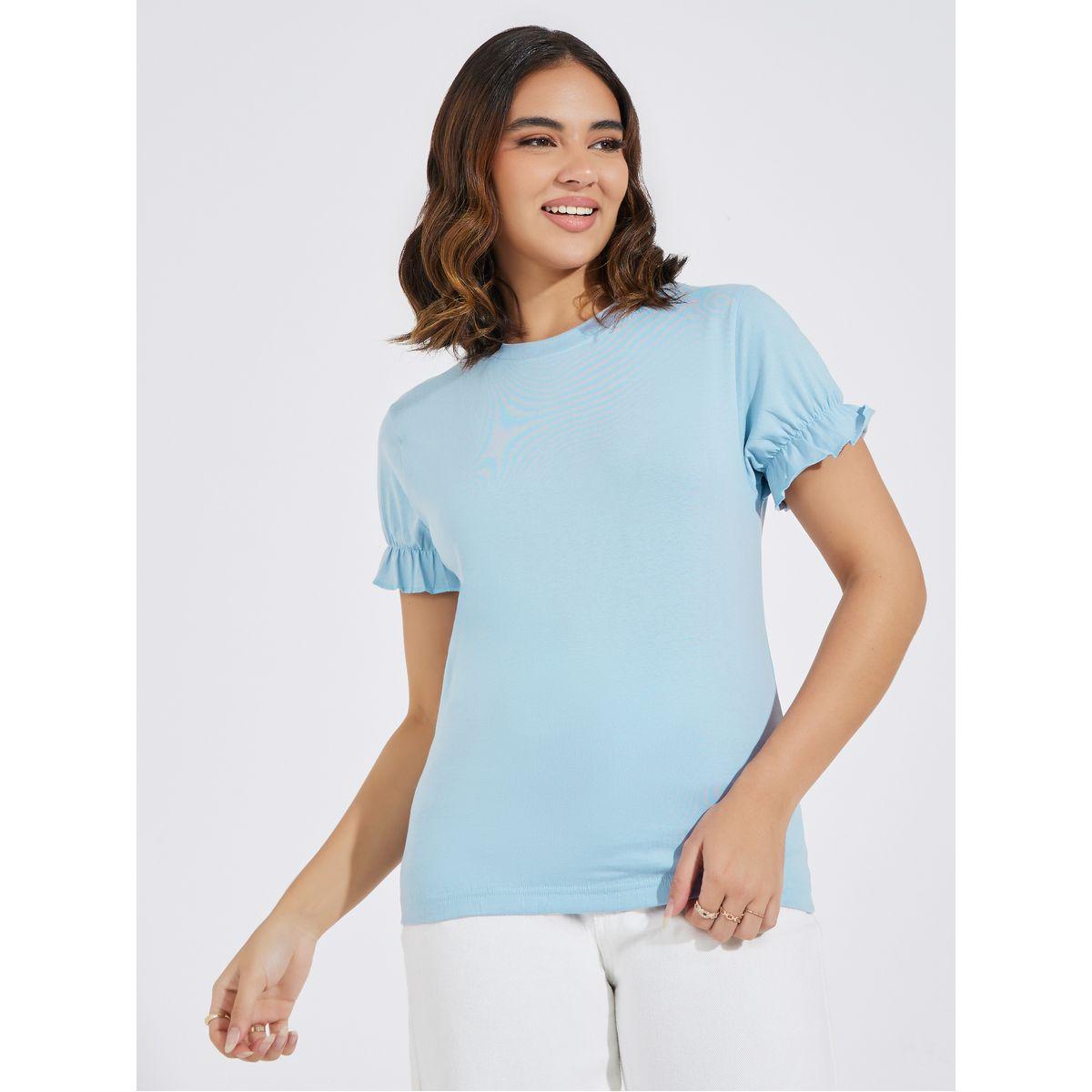 Styli Solid Slim Fit Puff Sleeve Top-women-clothing-shirtsandblouses-blouses-image-3