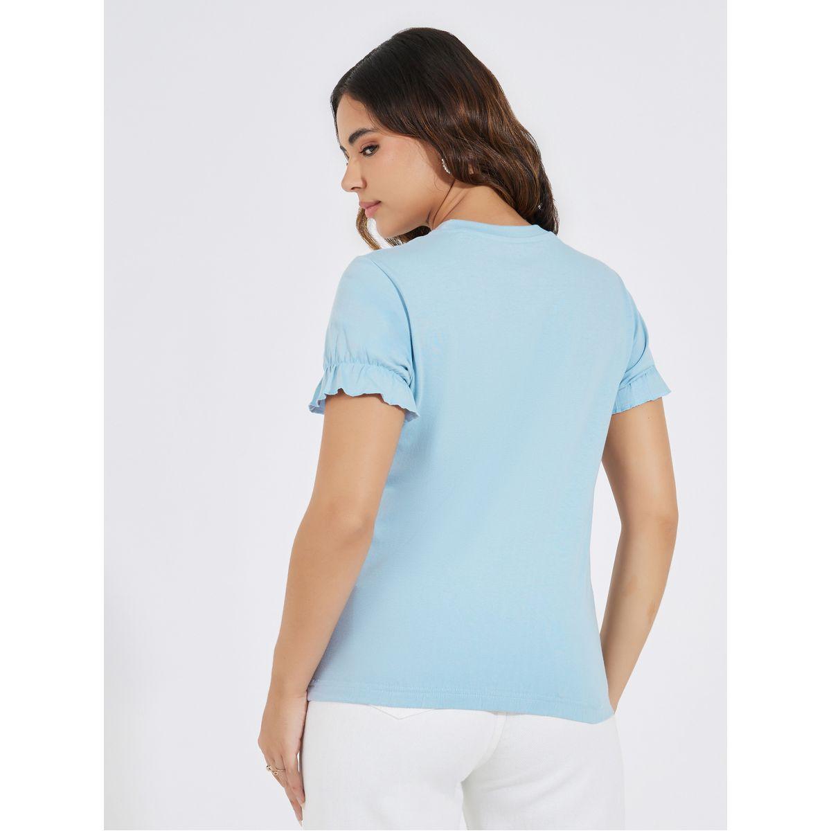 Styli Solid Slim Fit Puff Sleeve Top-women-clothing-shirtsandblouses-blouses-image-5
