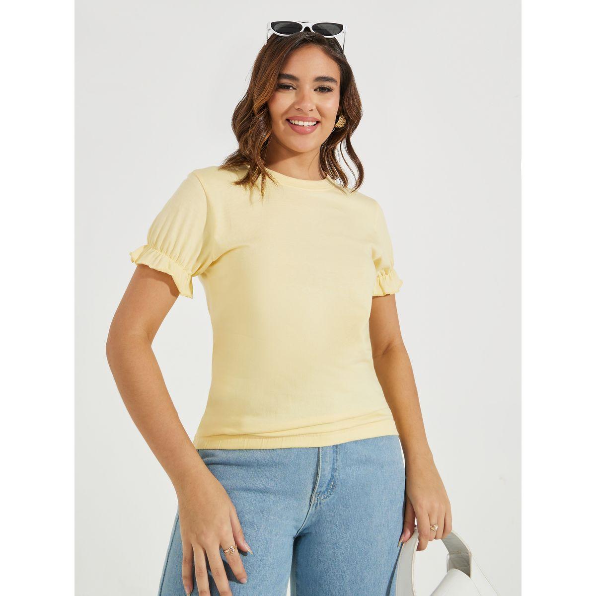 بلوزة سادة بقصة سليم فت مع اكمام منفوخة-women-clothing-shirtsandblouses-blouses-image-1
