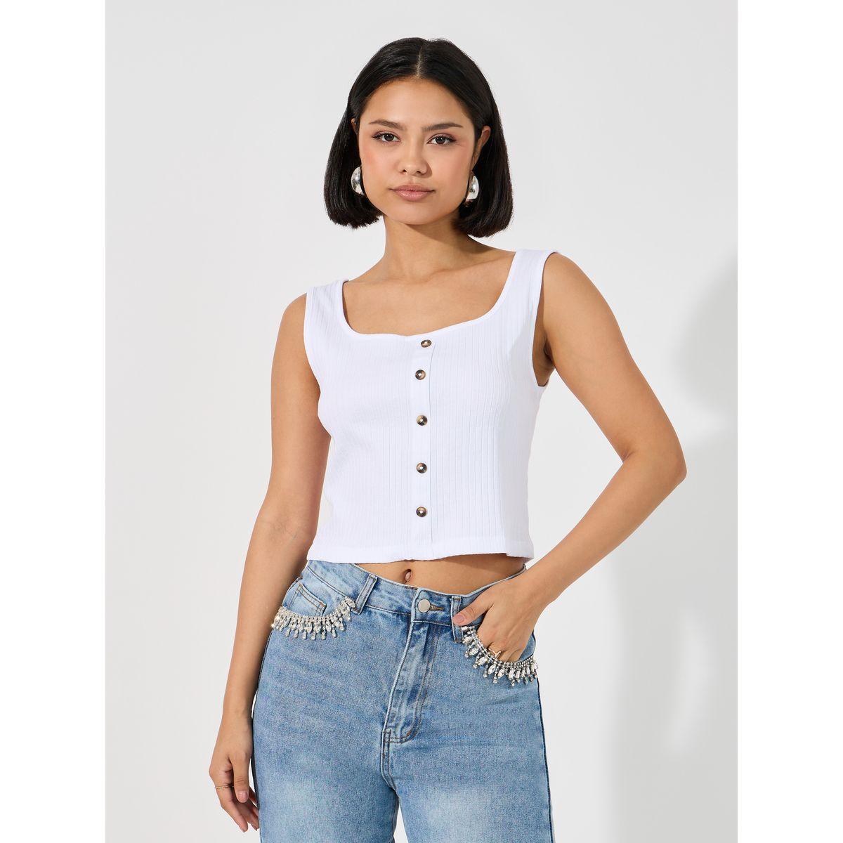 بلوزة محبوكة بياقة واسعة مع أزرار-women-clothing-shirtsandblouses-blouses-image-1