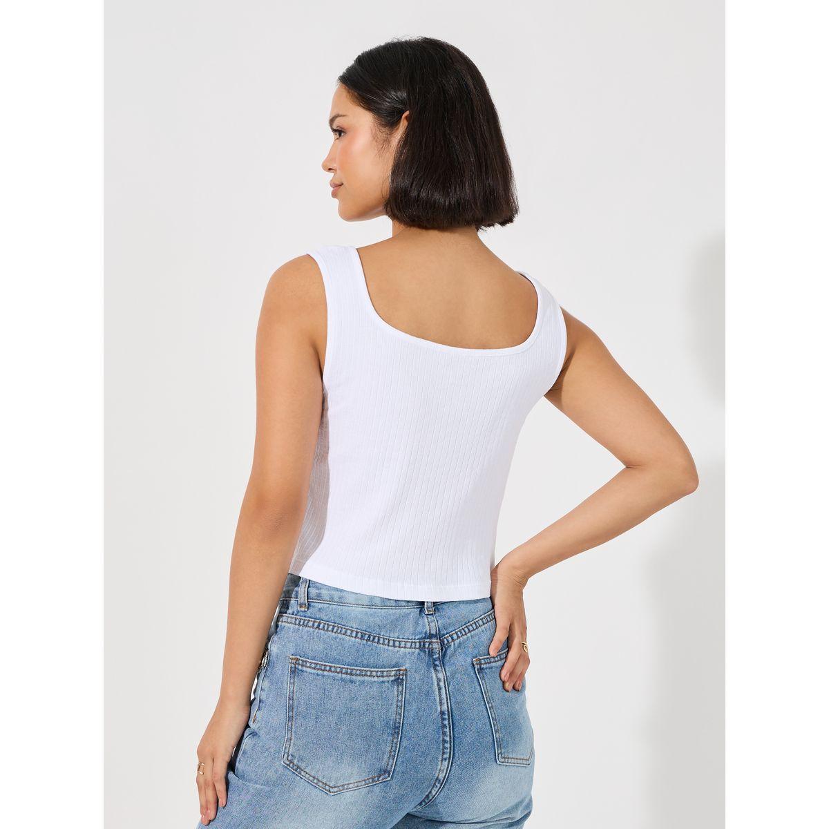 Styli Square Neck Knit Top with Broad Straps-women-clothing-shirtsandblouses-blouses-image-4