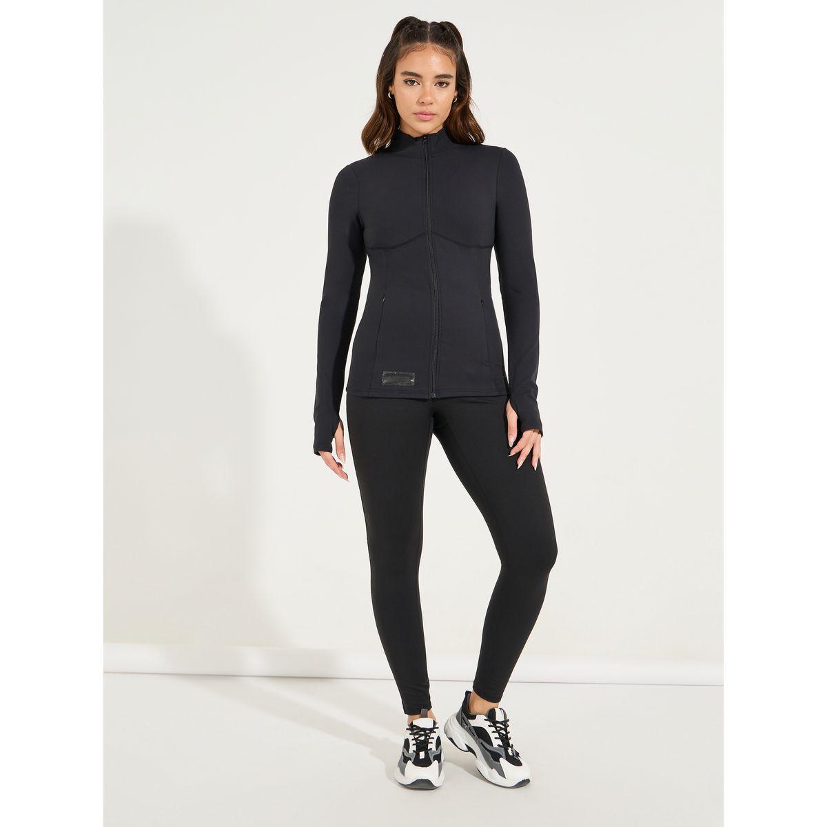Styli Active Gymspire Edition - Contrast Label & Logo Contour Effect Zip Up Jacket-sports-women-clothing-coatsandjackets-jackets-image-1
