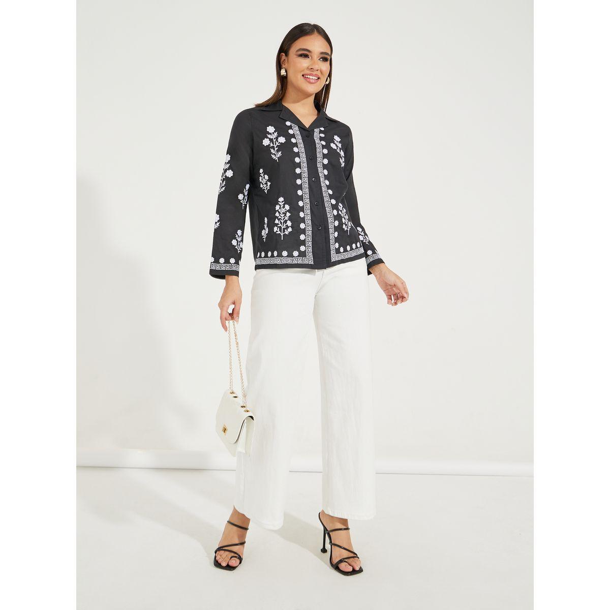 Styli Embroidered Shirt with Resort Collar-women-clothing-shirtsandblouses-shirts-image-2