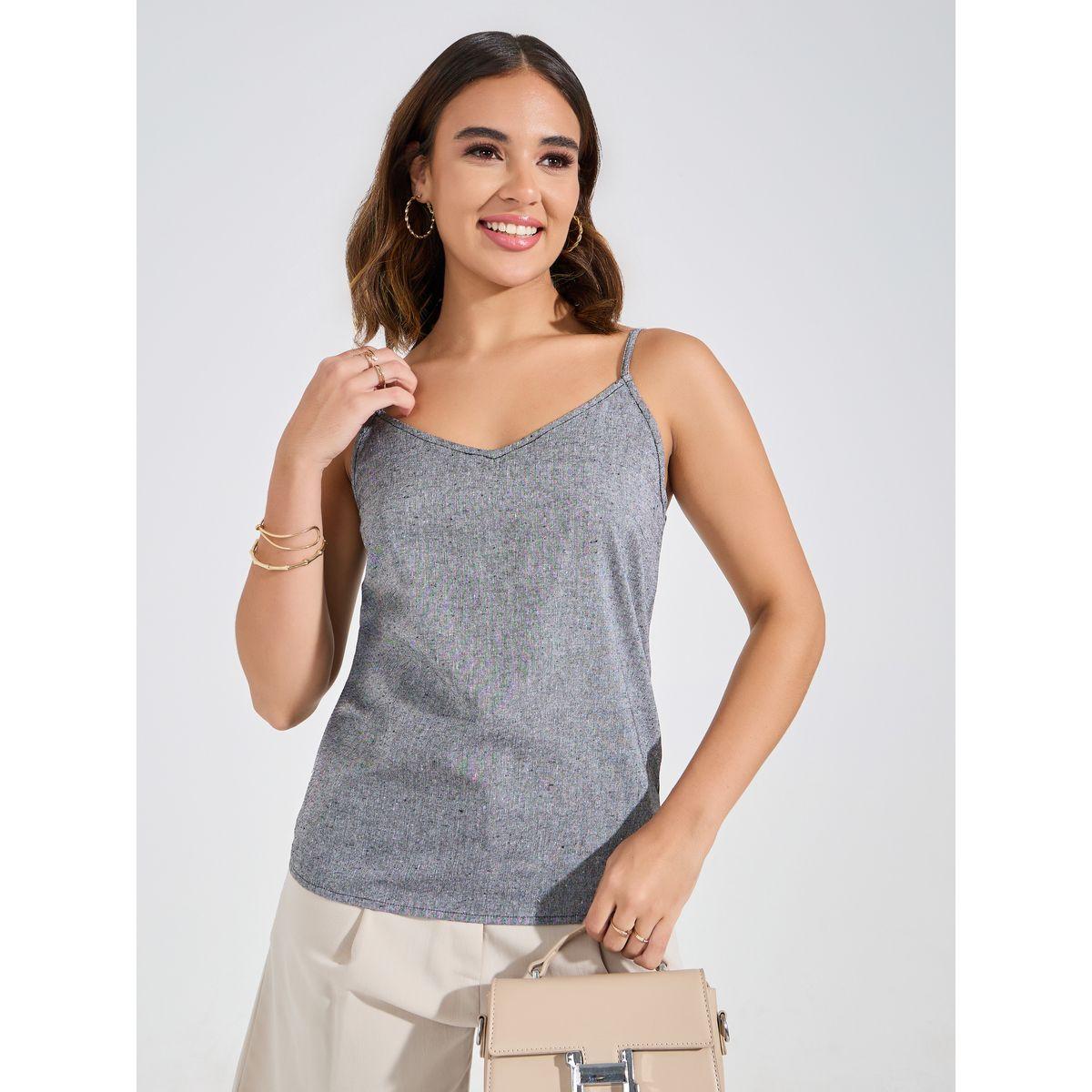Styli Solid Chambray Cami Top-women-clothing-tshirts-image-3
