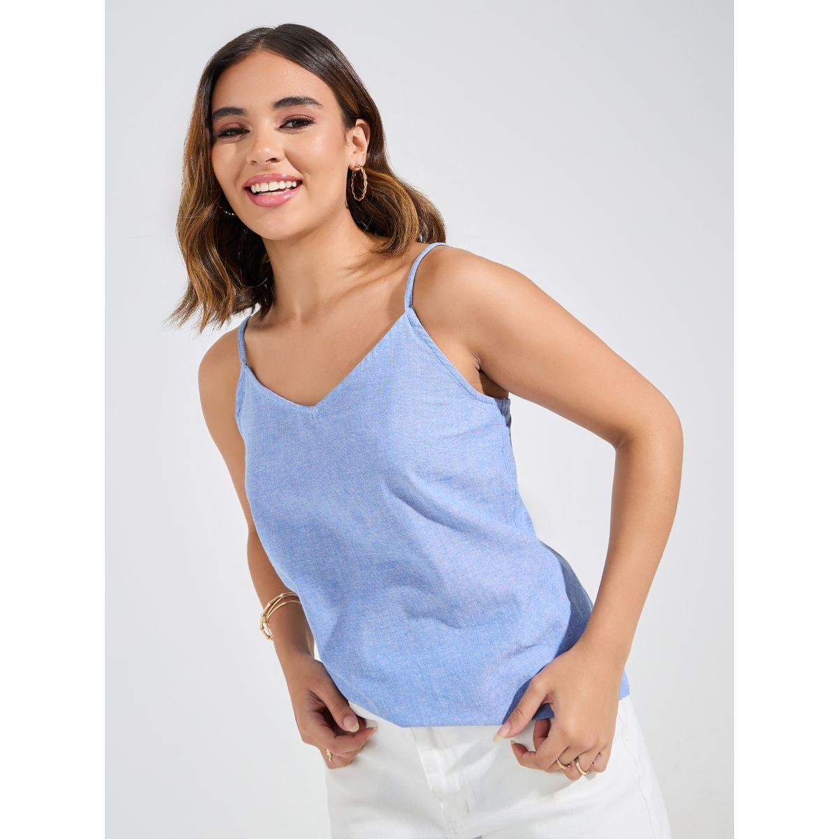 بلوزة كامي شامبراي سادة-women-clothing-tshirts-image-1