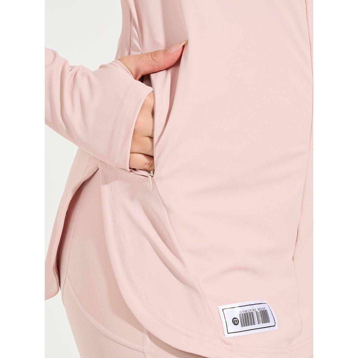 Styli Active Gymspire Edition- Label Zip Pockets Thumbhole Detail Longline Top-sports-women-clothing-tshirtsandvests-image-3