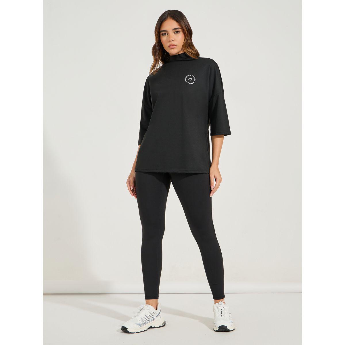 Styli Active Gymspire Edition - Label & Logo Extreme Drop Shoulder Top-sports-women-clothing-tshirtsandvests-image-2