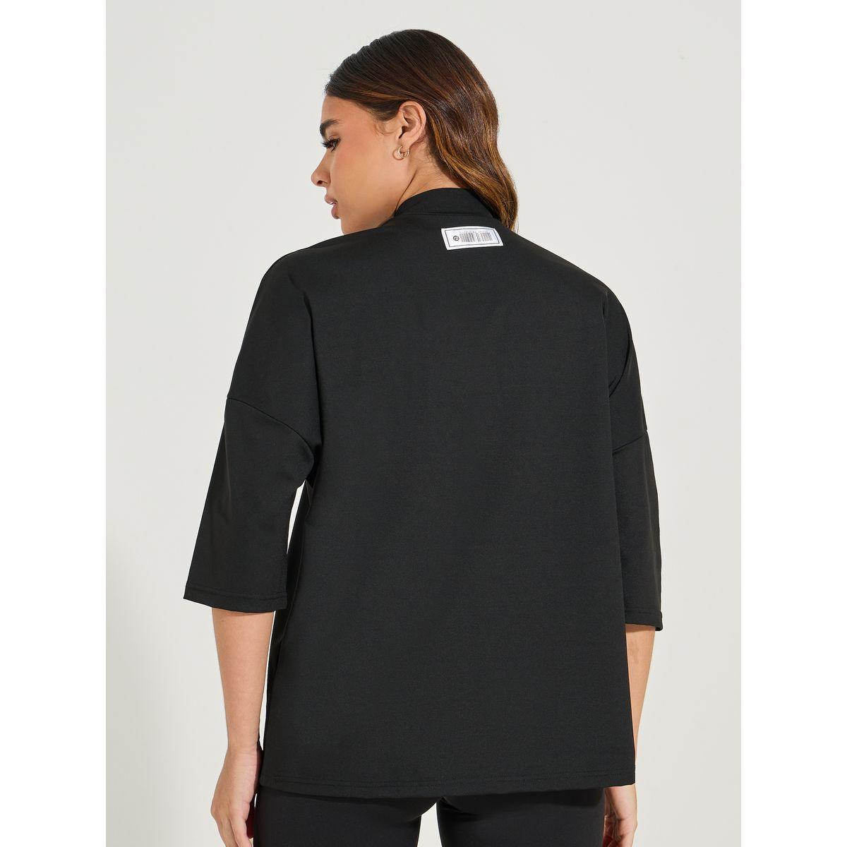 Styli Active Gymspire Edition - Label & Logo Extreme Drop Shoulder Top-sports-women-clothing-tshirtsandvests-image-4