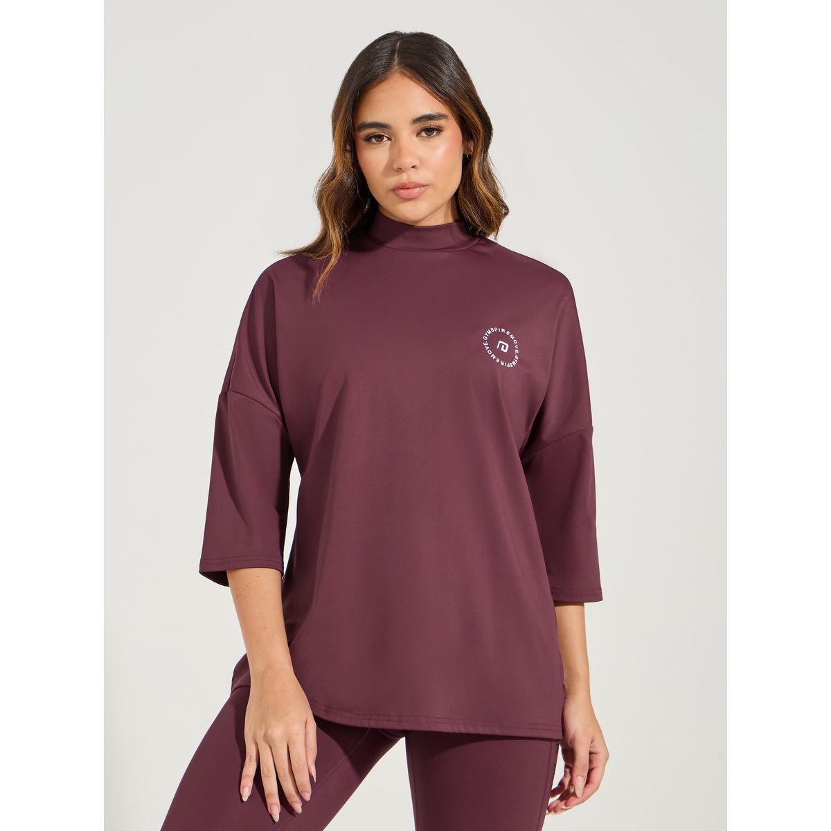 Styli Active Gymspire Edition - Label & Logo Extreme Drop Shoulder Top-women-clothing-sportswearandactivewear-tshirtsandvests-image-1
