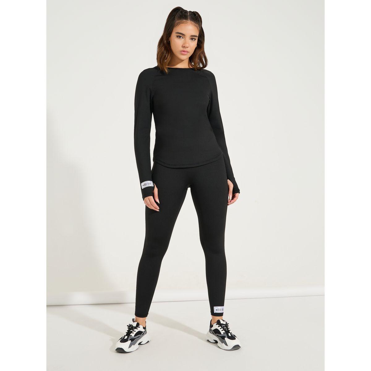 ليقنز مزين بدرزات مع كتابة جانبية-women-clothing-sportswearandactivewear-bottoms-leggings-image-1