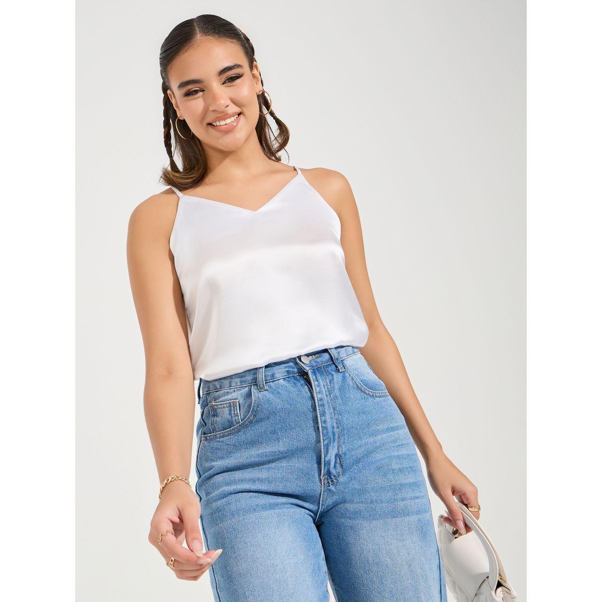 بلوزة كامي ساتان سادة-women-clothing-tshirts-image-5