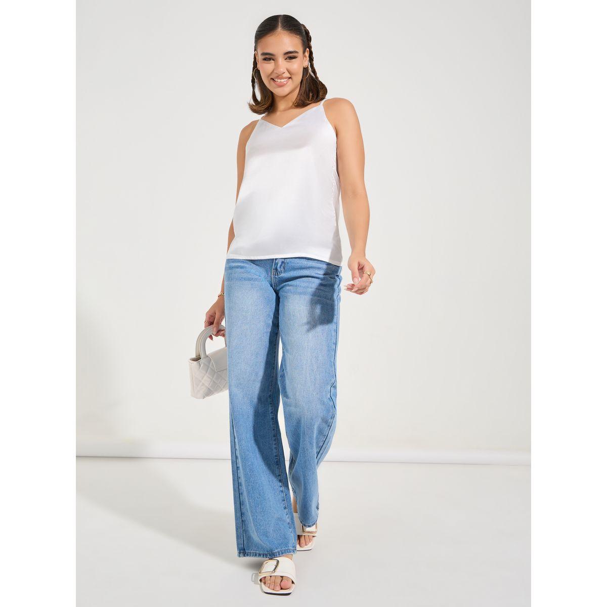Styli Solid Satin Cami Top-women-clothing-tshirts-image-2