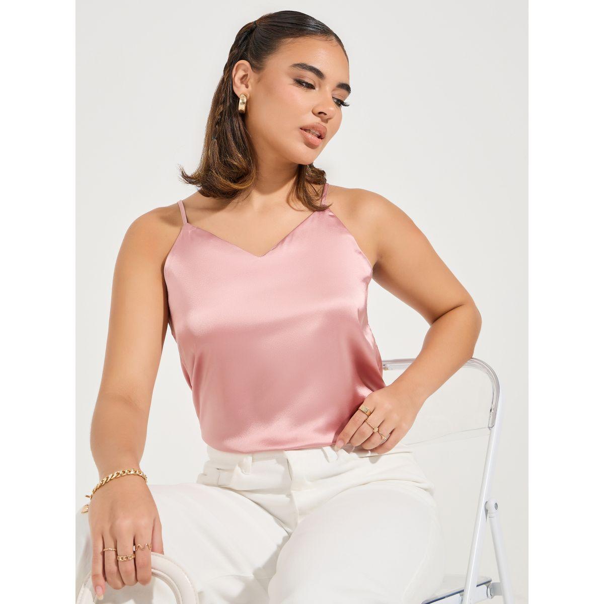 Styli Solid Satin Cami Top-women-clothing-tshirts-image-1