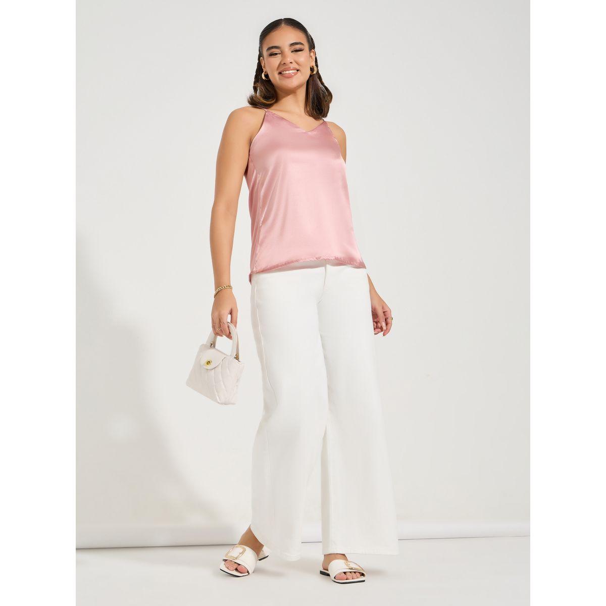 Styli Solid Satin Cami Top-women-clothing-tshirts-image-2