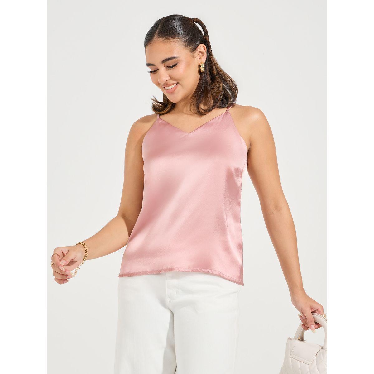 Styli Solid Satin Cami Top-women-clothing-tshirts-image-3