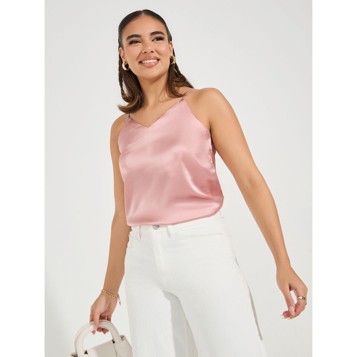 Styli Solid Satin Cami Top-women-clothing-tshirts-image-4