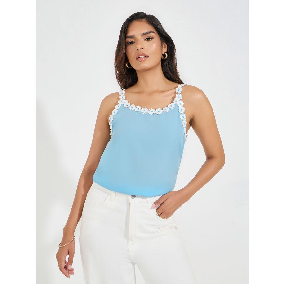 Styli Floral Border Applique Cami-women-clothing-tshirts-image-1