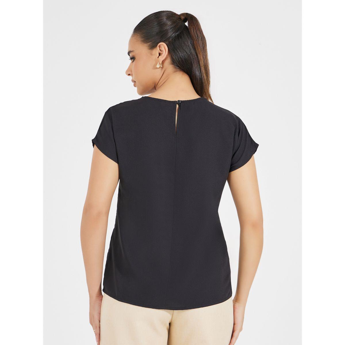 Styli Solid Round Neck Extended Sleeve Top-women-clothing-shirtsandblouses-blouses-image-5