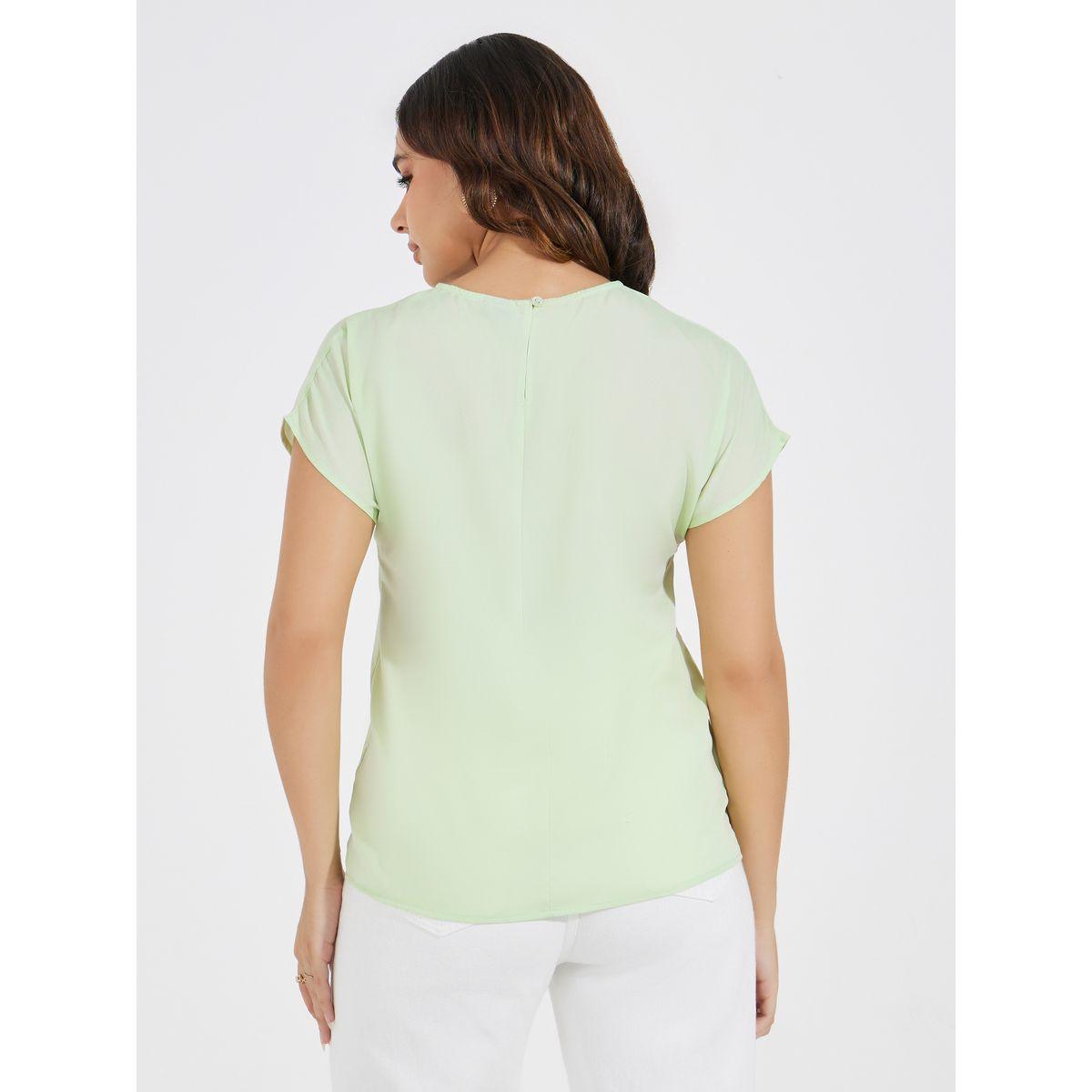 Styli Solid Round Neck Extended Sleeve Top-women-clothing-shirtsandblouses-blouses-image-5