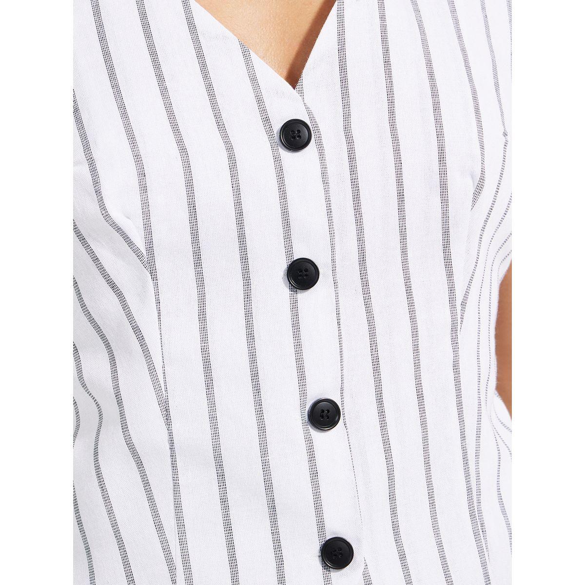 Styli Woven Striped Sleeveless Waistcoat-women-clothing-shirtsandblouses-blouses-image-3