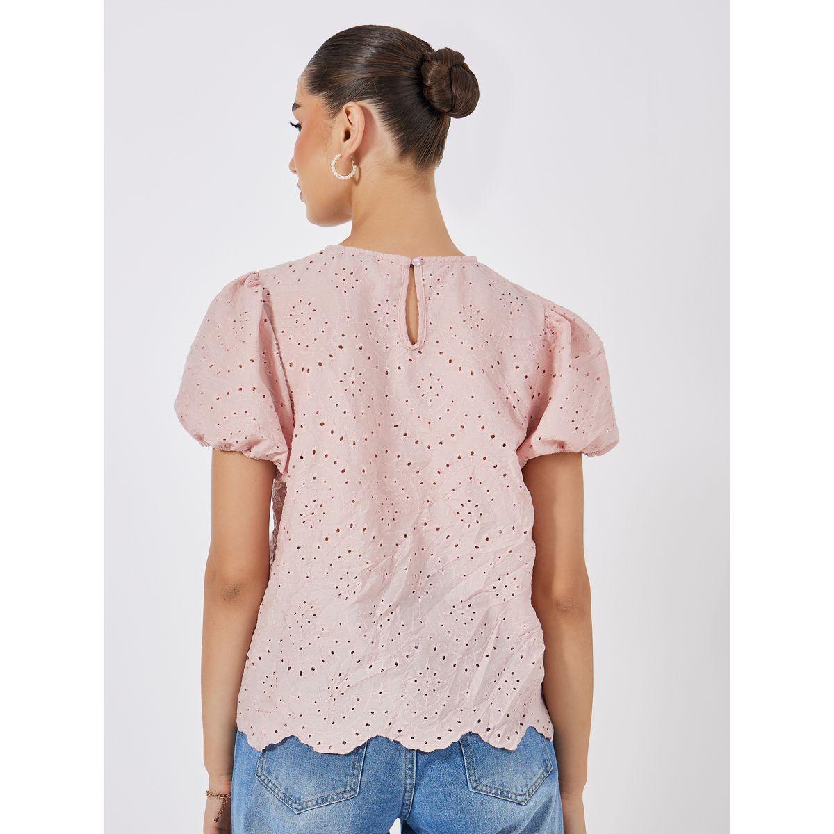 Styli Schiffli Top with Puff Sleeves-women-clothing-shirtsandblouses-blouses-image-4