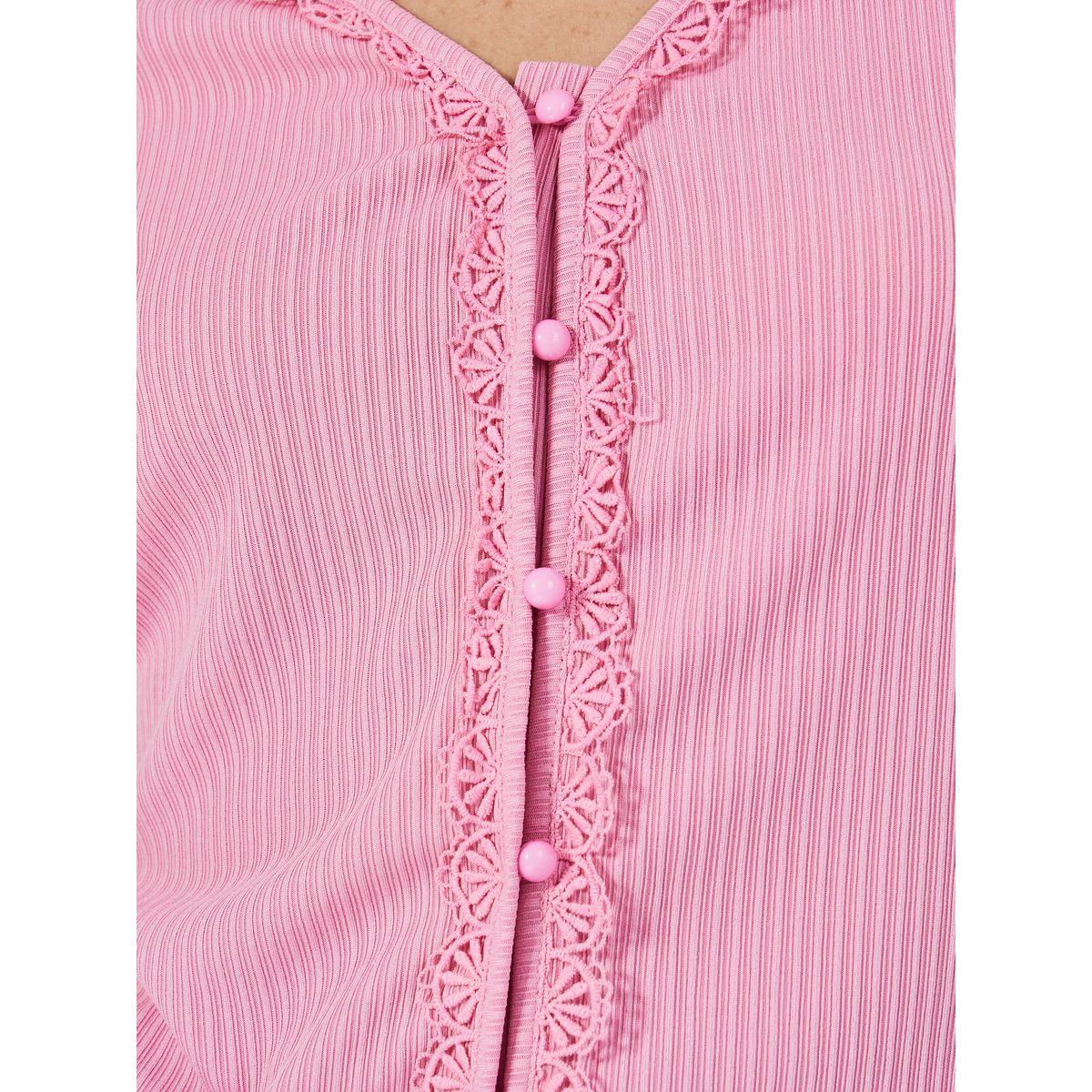Styli Rib Knit Lace Detail V Neck Top-women-clothing-shirtsandblouses-blouses-image-3
