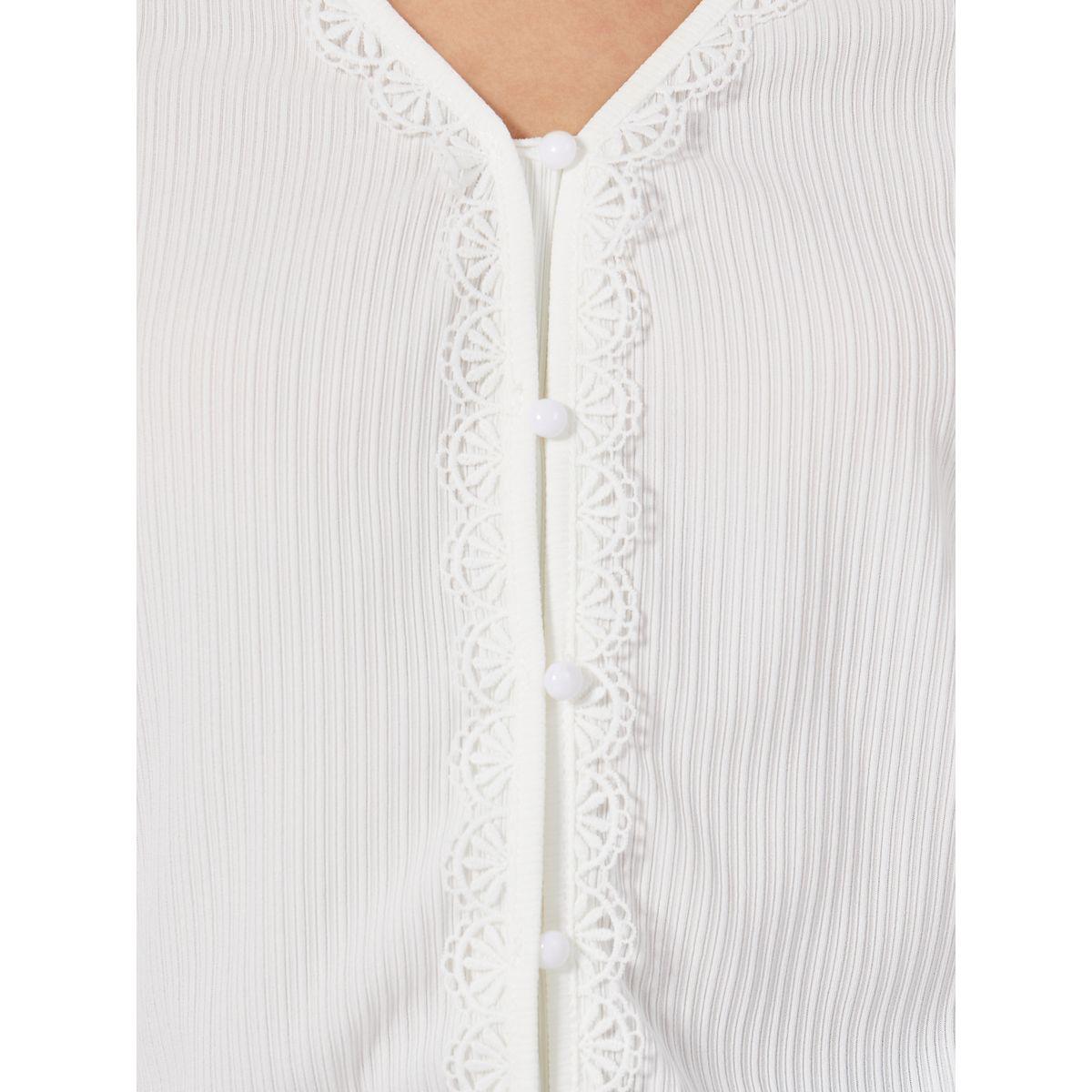 Styli Rib Knit Lace Detail V Neck Top-women-clothing-shirtsandblouses-blouses-image-3