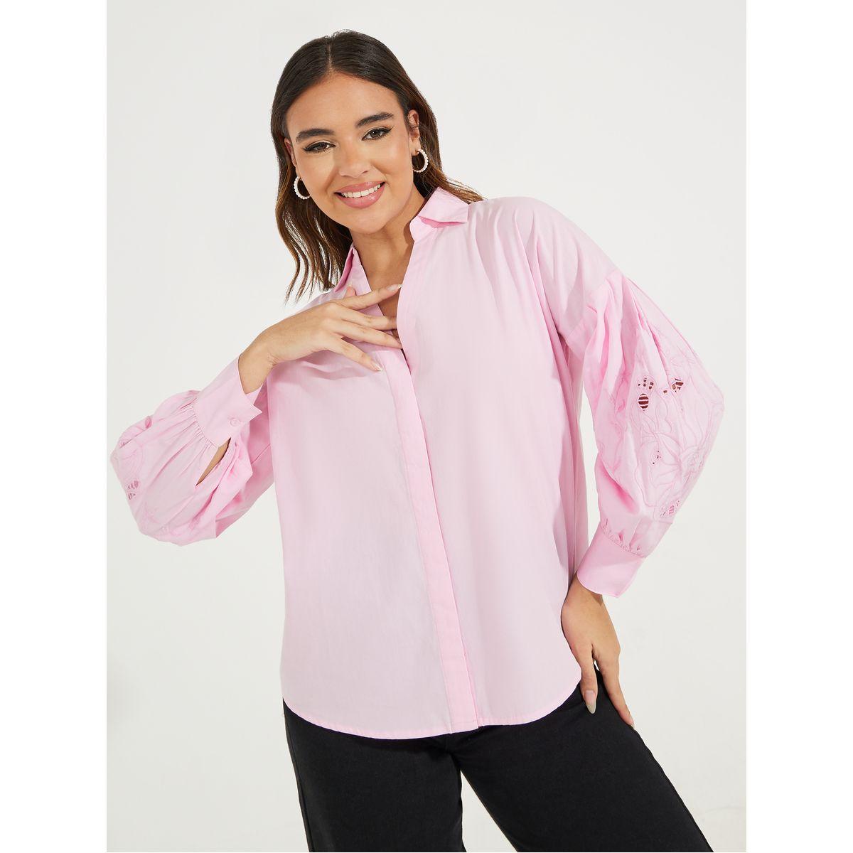 Styli Broderie Sleeve Detail Dropped Shoulder Shirt-women-clothing-shirtsandblouses-shirts-image-1