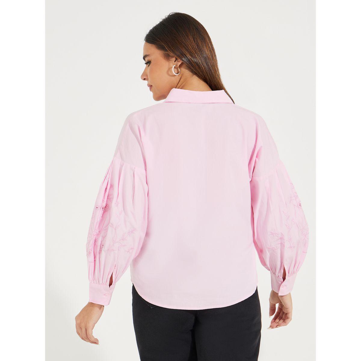 Styli Broderie Sleeve Detail Dropped Shoulder Shirt-women-clothing-shirtsandblouses-shirts-image-4