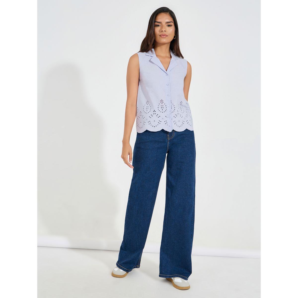 بلوزة بلا اكمام مع ياقة بشق-women-clothing-shirtsandblouses-shirts-image-2
