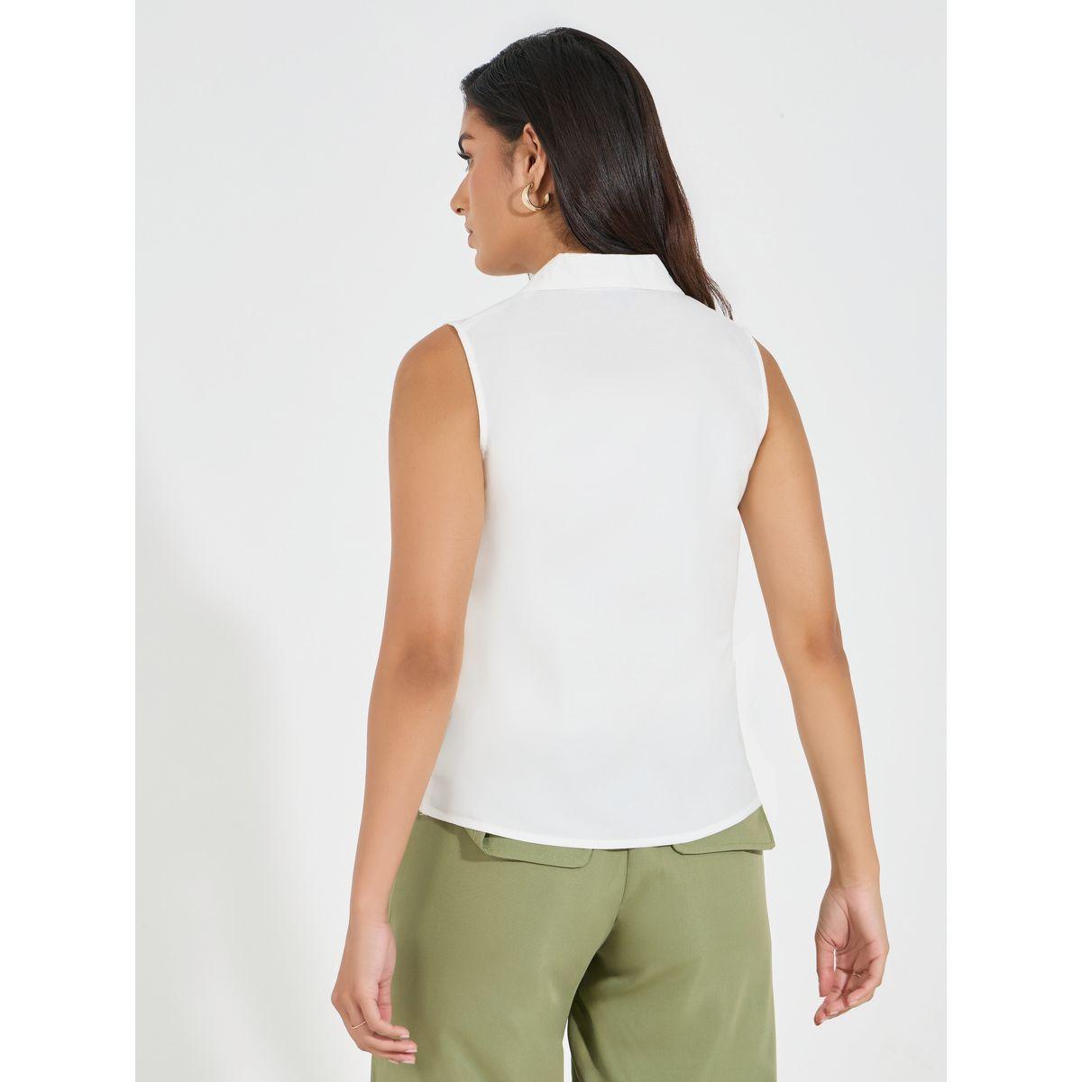 بلوزة بلا اكمام مع ياقة بشق-women-clothing-shirtsandblouses-shirts-image-4