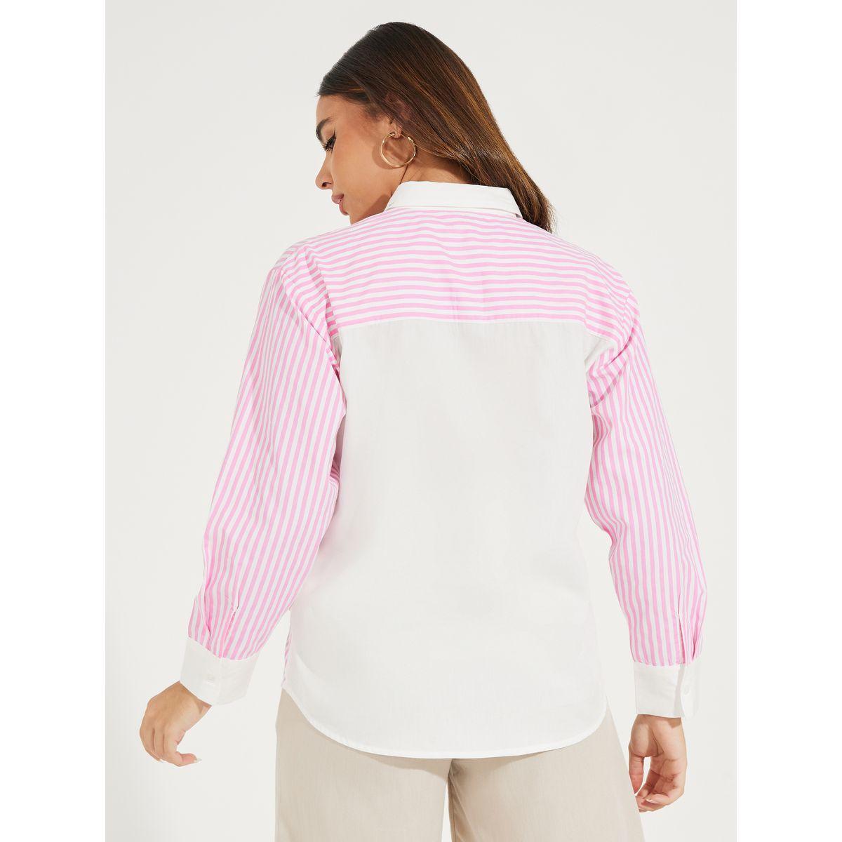 بلوزة مخططة بازرار غلق واكمام طويلة-women-clothing-shirtsandblouses-shirts-image-5
