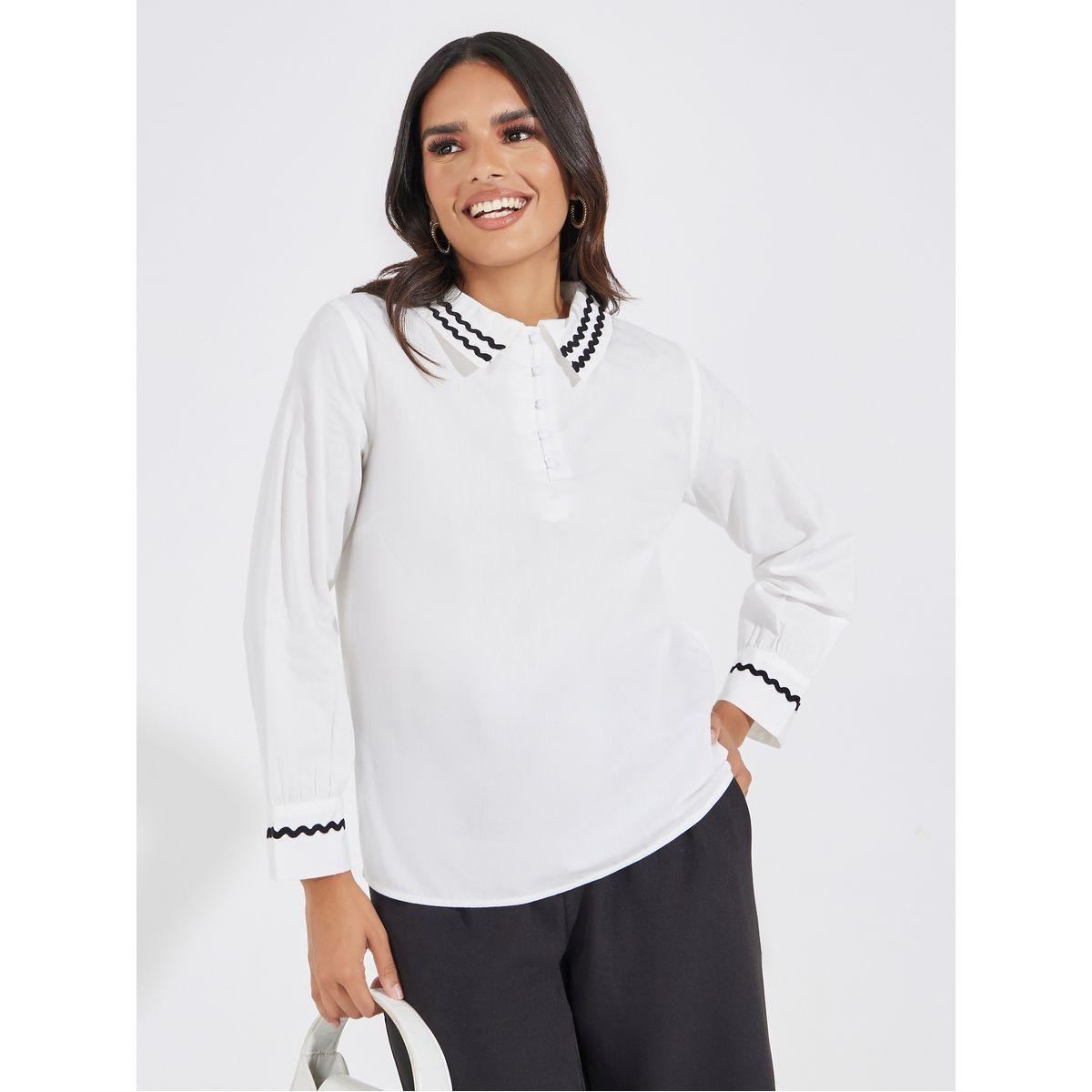 بلوزة بتفاصيل مُتباينة مع أزرار غلق-women-clothing-shirtsandblouses-shirts-image-3