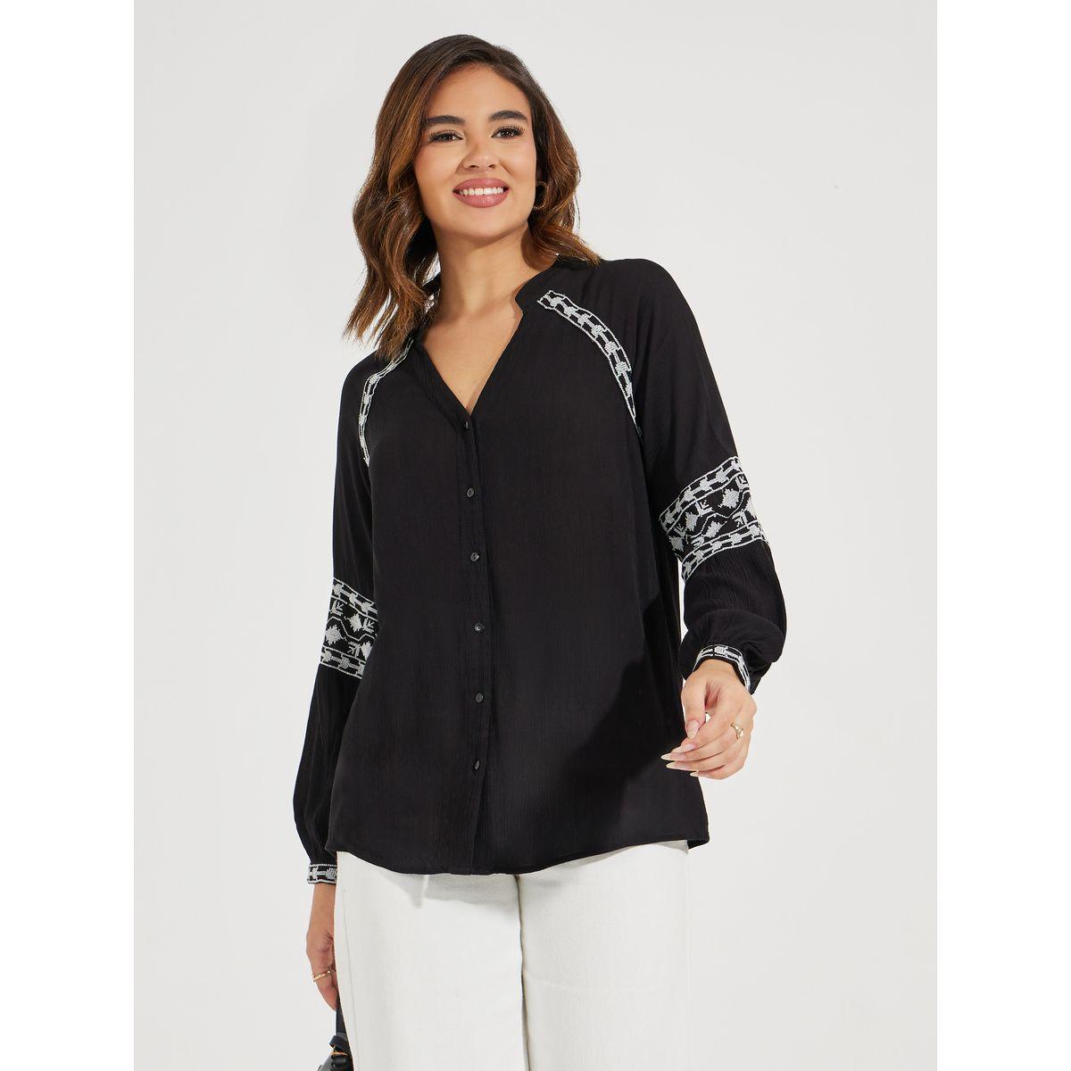 Styli Embroidered Raglan Sleeve Buttoned Top-women-clothing-shirtsandblouses-blouses-image-3